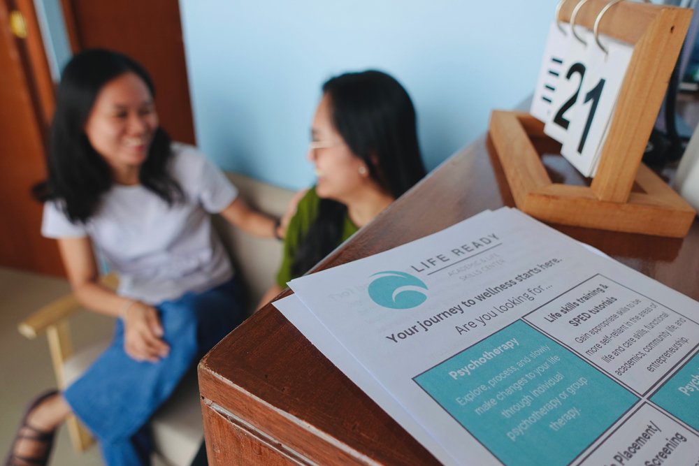 Flyer for Life Ready Psychological Services with two people talking in the background
